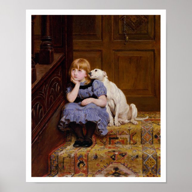 Dog Comforting Girl - Sympathy by R. Briton Poster (Front)