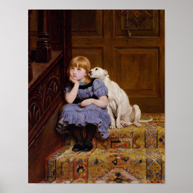 Dog Comforting Girl - Sympathy by R.Briton Poster (Front)