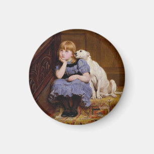 Dog Comforting Girl - "Sympathy" by Riviere Briton Magnet