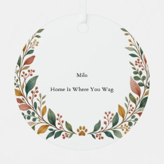 Dog Companion Botanical Metal Circle Tree Decoration