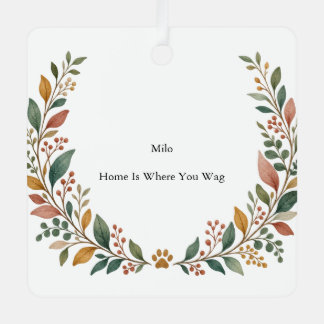 Dog Companion Botanical Metal Square Tree Decoration