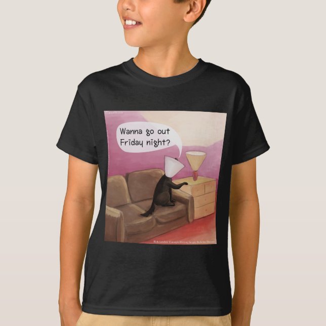 Dog Cone Dating Funny Cartoon T-Shirt (Front)