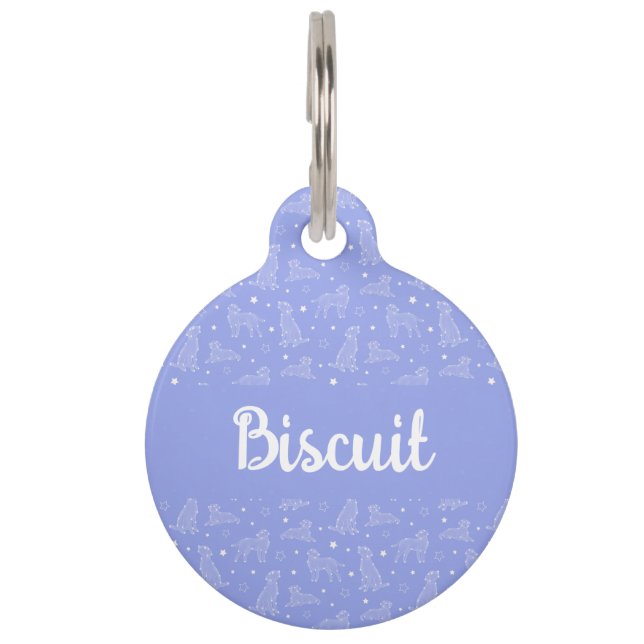 Dog Constellation Light Blue Pattern Monogram Pet Tag (Front)
