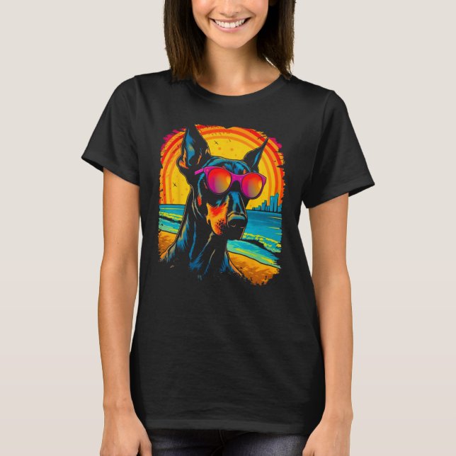 Dog Cool Doberman Pinscher Sunglasses T-Shirt (Front)