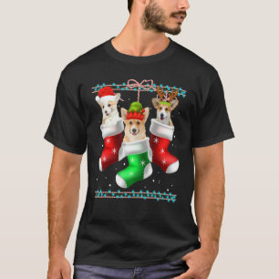 Dog Corgi Christmas Socks Xmas Pajama Pet Puppy T-Shirt