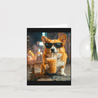 Dog corgi drinking iced coffee funny animal meme