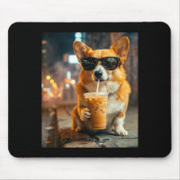 Dog corgi drinking iced coffee funny animal meme