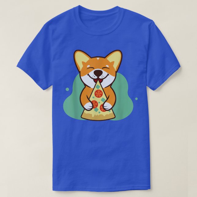 dog corgi eating pizza pet lover  T-Shirt (Design Front)