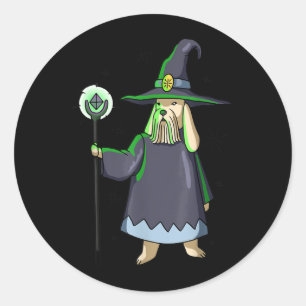 Dog Cosplayer Magician Costume Cute Dog Halloween Classic Round Sticker