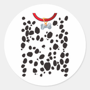 Dog Costume Dalmations Spots Puppy Print Halloween Classic Round Sticker