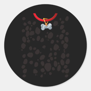 Dog Costume Dalmations Spots Puppy Print Halloween Classic Round Sticker