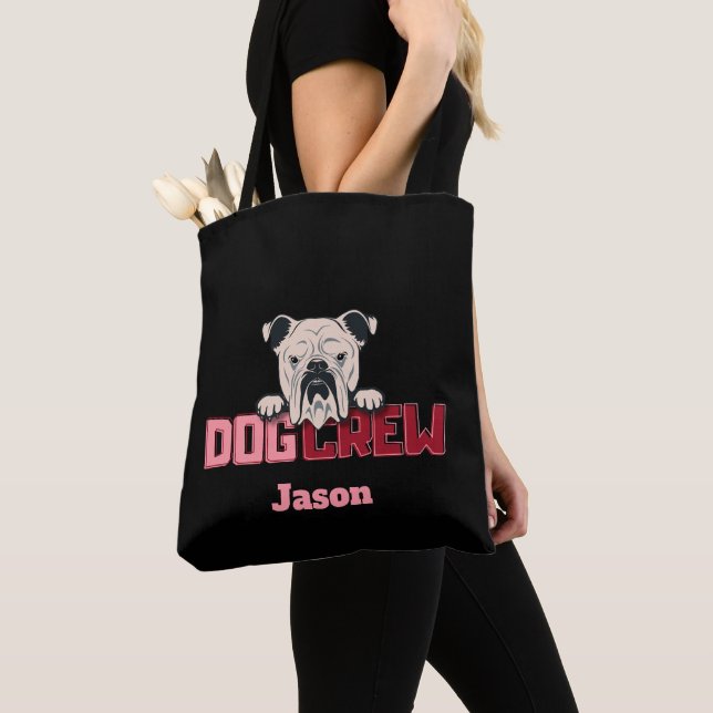Dog Crew Bulldog Custom Tote Bag (Close Up)
