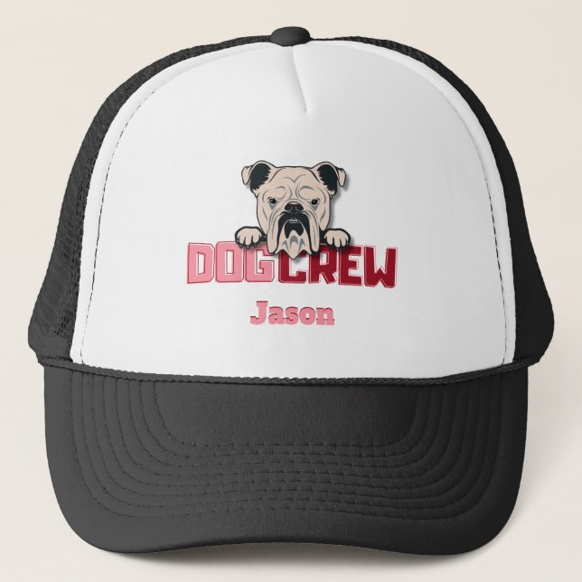 Dog Crew Bulldog Custom Trucker Hat (Front)