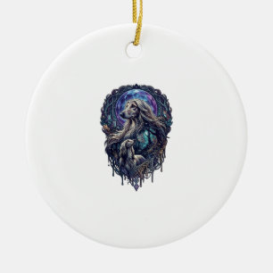 Dog Crystal Moon Enchanted Forest_1 Ceramic Ornament