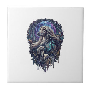 Dog Crystal Moon Enchanted Forest_1 Ceramic Tile