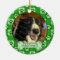 Dog Custom Photo Name Green Paw Print Gingham Bone