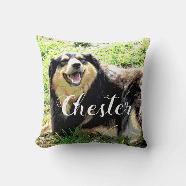 dog custom photo pillow add your own personalise (Front)