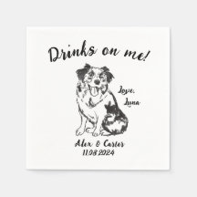Dog Custom Wedding Cocktail Napkin