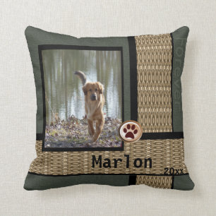 Dog Customisable Pet Photo Grey & Bold Cushion