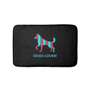 Dog - Cute Pet Pop Art, Blue & Red Abstract Animal Bath Mat