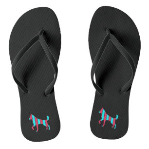 Dog - Cute Pet Pop Art, Blue & Red Abstract Animal Thongs
