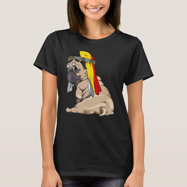 Dog   Cute Pug Retro Belgium Flag Pride T-Shirt (Front)