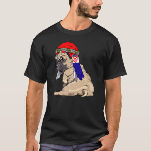 Dog Cute Pug Retro Croatia Flag Pride T-Shirt