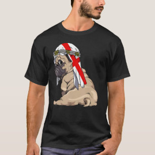 Dog Cute Pug Retro England Flag Pride T-Shirt