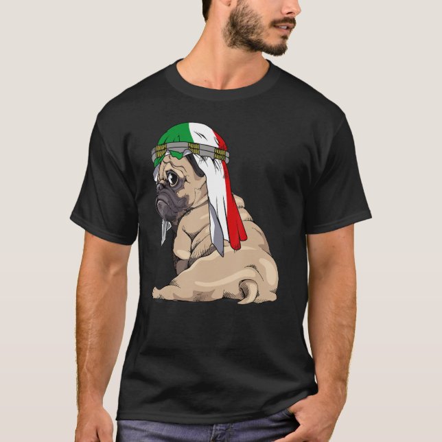   Dog   Cute Pug Retro Italia Flag Pride T-Shirt (Front)