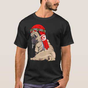Dog Cute Pug Retro Tunisia Flag Pride T-Shirt