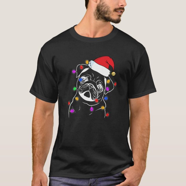 Dog  Cute Pug Santa Hat Ugly Christmas Sweater (Front)