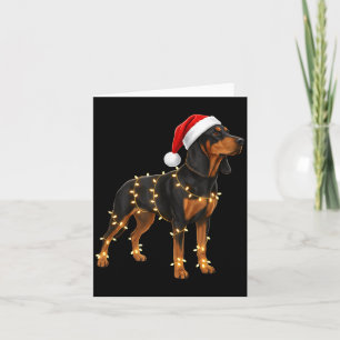Dog Dachshund Wrapped In Christmas Lights - Holida Card