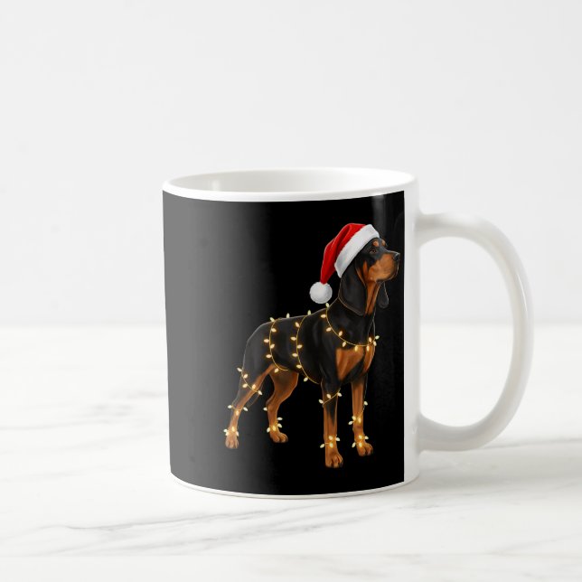 Dog Dachshund Wrapped In Christmas Lights - Holida Coffee Mug (Right)