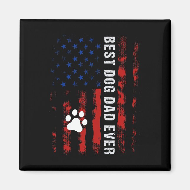 Dog Dad American Flag Fathers Day For Best Dog Dad Magnet (Front)