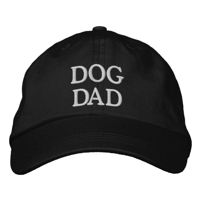Dog Dad black & white custom simple elegant Embroidered Hat (Front)