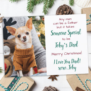 Dog Dad Custom Pet Photo Merry Christmas Holiday Card