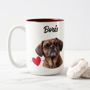 Dog dad custom photo/name & funny dog quote Two-Tone coffee mug