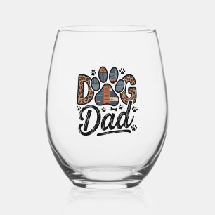 DOG Dad - Dog Lover Stemless Wine Glass