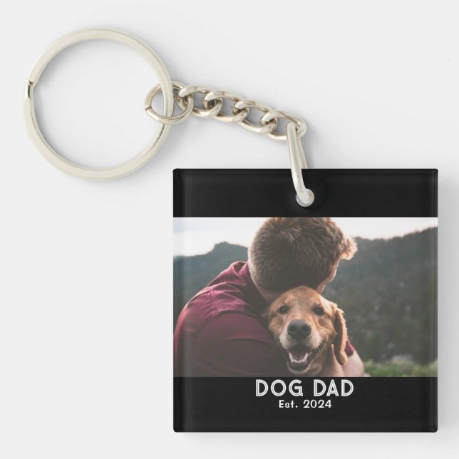 Dog Dad Established Photo  Key Ring (Front)