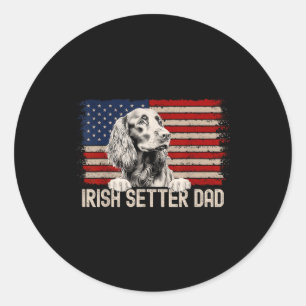 Dog Dad Ever American Flag - Irish Setter Dad Classic Round Sticker