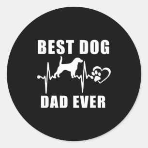 Dog dad ever beagle dog heartbeat paw puppy lover classic round sticker