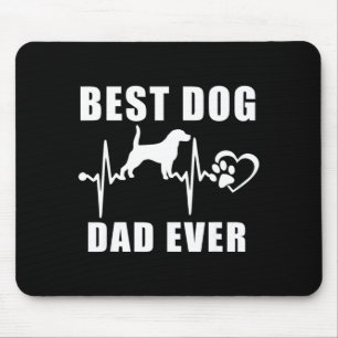 Dog dad ever beagle dog heartbeat paw puppy lover mouse pad