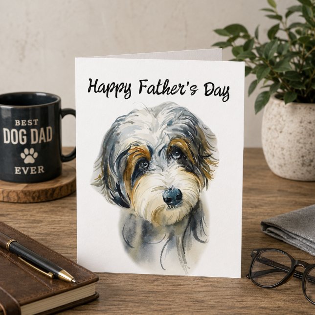 Dog Dad Fathers Day Aussiedoodle Card (Edit message inside card to customize)