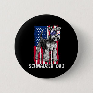 Dog Dad Fathers Day Gift Mini Schnauzer Usa Flag 4 6 Cm Round Badge
