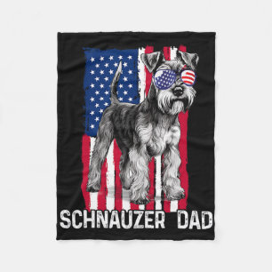 Dog Dad Fathers Day Gift Mini Schnauzer Usa Flag 4 Fleece Blanket