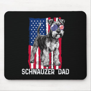 Dog Dad Fathers Day Gift Mini Schnauzer Usa Flag 4 Mouse Pad