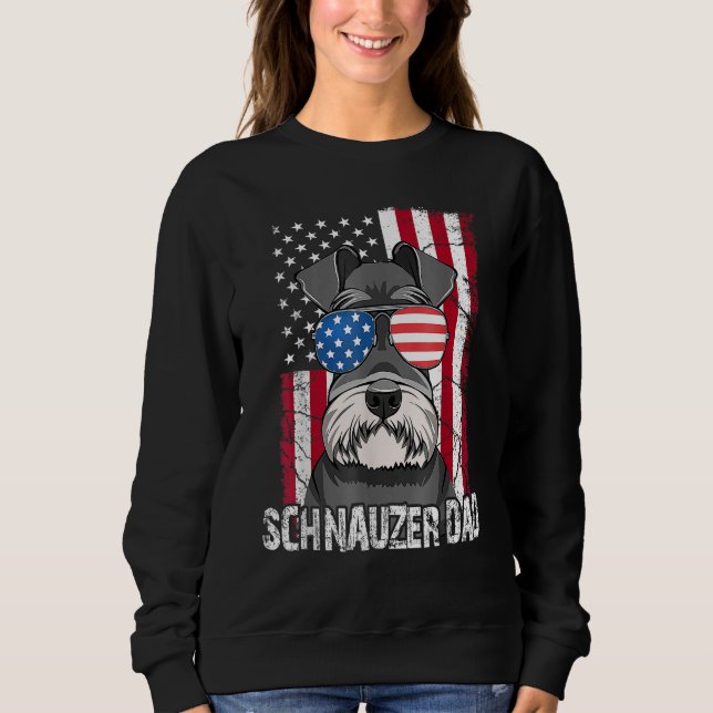 Dog Dad Fathers Day  Mini Schnauzer USA Flag 4th o Sweatshirt (Front)