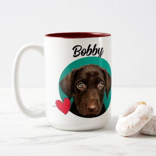 Dog Dad funny dog quote & custom photo/name Two-Tone Coffee Mug