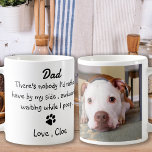 Dog Dad Funny Father's Day - Pet Photo Coffee Mug<br><div class="desc">Surprise Dad this Father's Day with this super cute dog dad mug . Dad ... There's nobody I'd rather have by my side , awkwardly waiting while I poop ! Personalise with the Dog Dad's favourite Pet Photo, and name . COPYRIGHT © 2020 Judy Burrows, Black Dog Art - All...</div>
