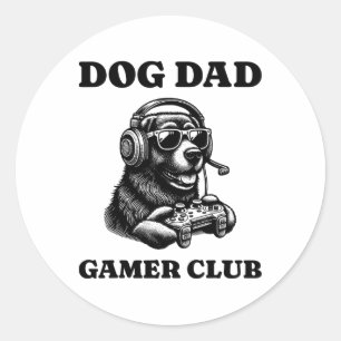 Dog Dad Gamer Club Video Games Dog Player Classic Round Sticker